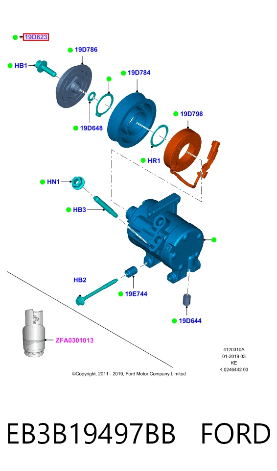 EB3B19497BB Ford Компресор холодоагенту