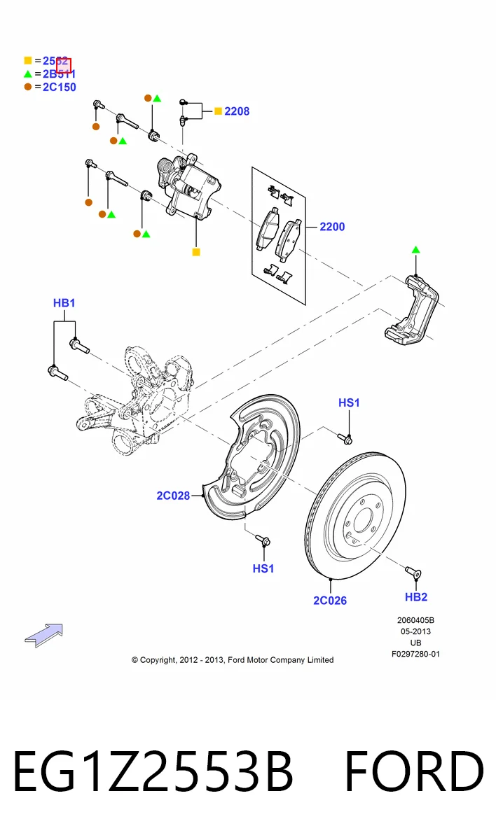EG1Z2553B Ford Супорт гальмівний задній лівий