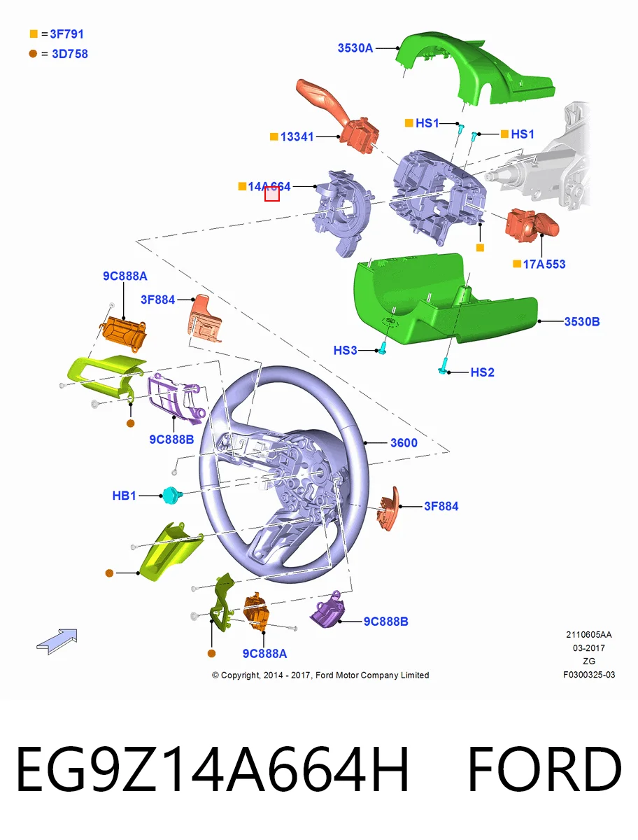 EG9Z14A664H Ford Шлейф Airbag