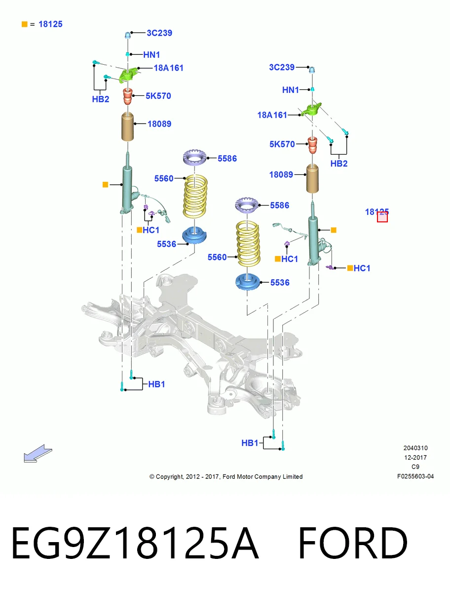 EG9Z18125A Ford Амортизатор задній, правий