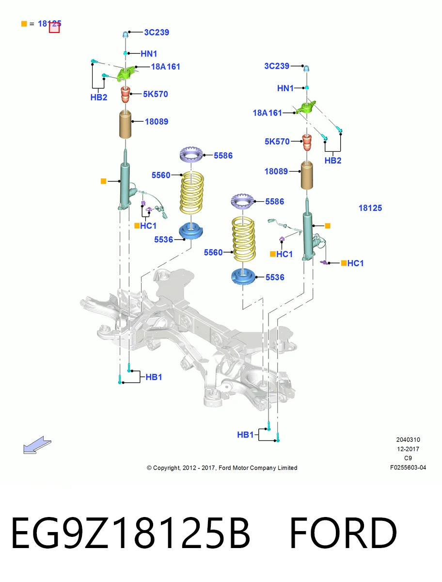 EG9Z18125B Ford Амортизатор задній, лівий
