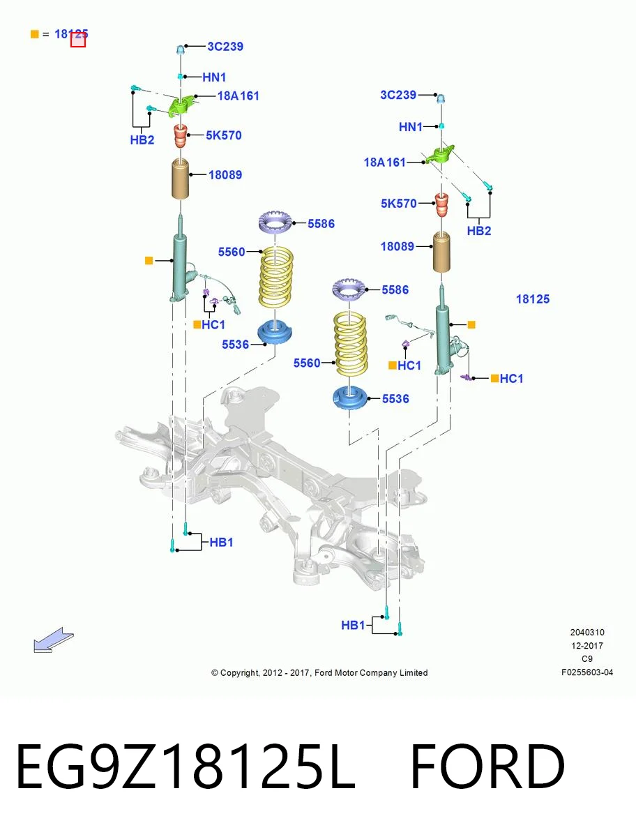 EG9Z18125L Ford Амортизатор задній, лівий