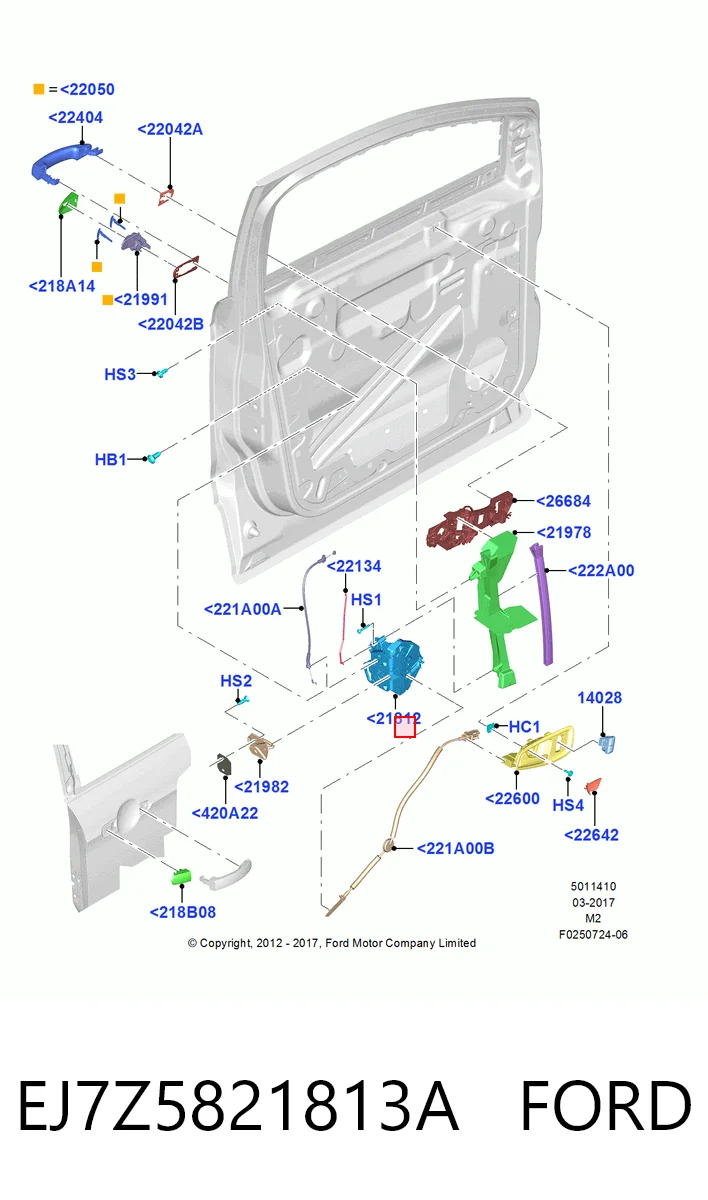 EJ7Z5821813A Ford Замок водійських дверей