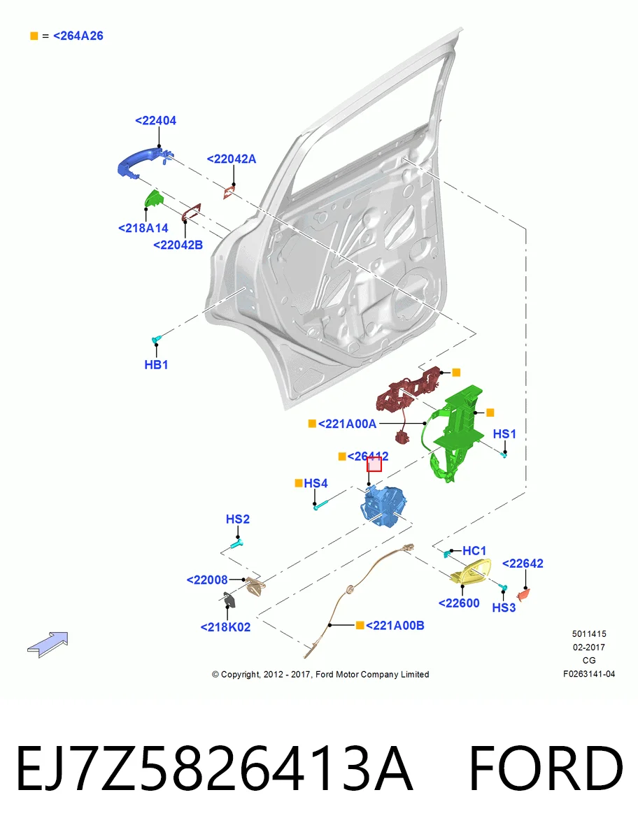 EJ7Z5826413A Ford Замок задніх дверей, лівих