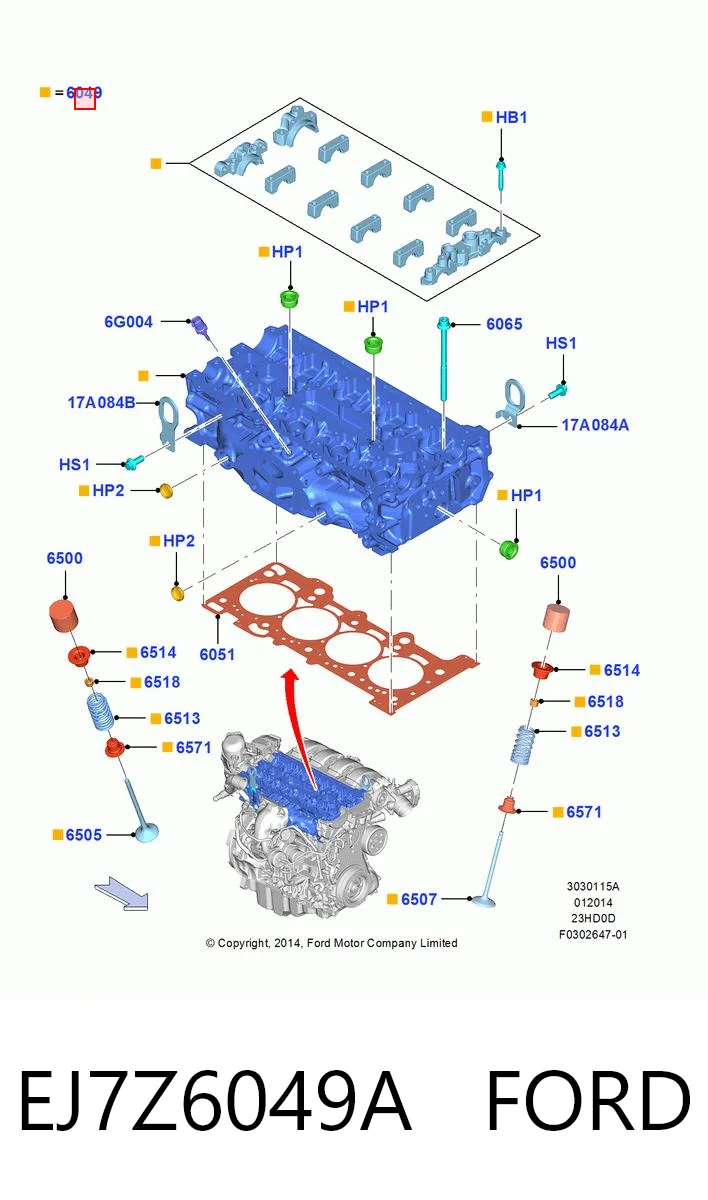 EJ7Z6049A Ford Головка циліндрів