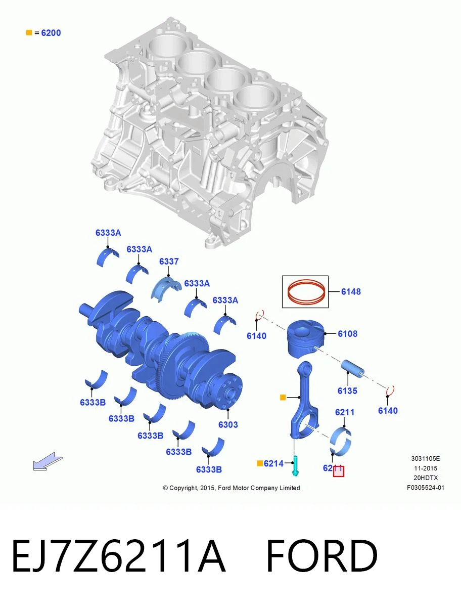 EJ7Z6211A Ford Підшипник шатуна