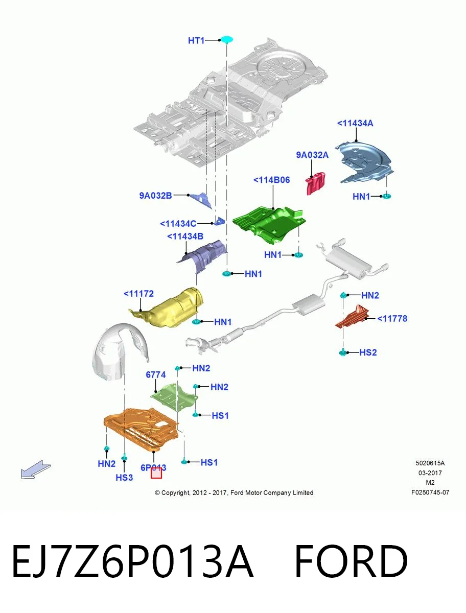 EJ7Z6P013A Ford Захист піддона двигуна