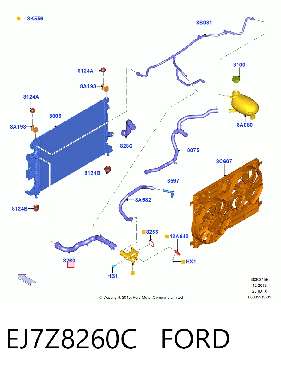 EJ7Z8260C Ford Патрубок системи охолодження