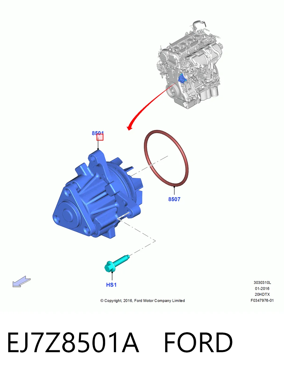 EJ7Z8501A Ford Насос охолодження