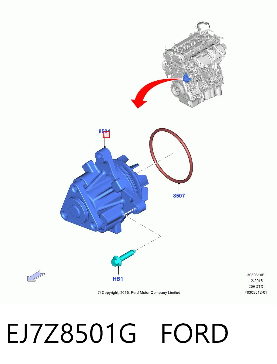 EJ7Z8501G Ford Насос охолодження