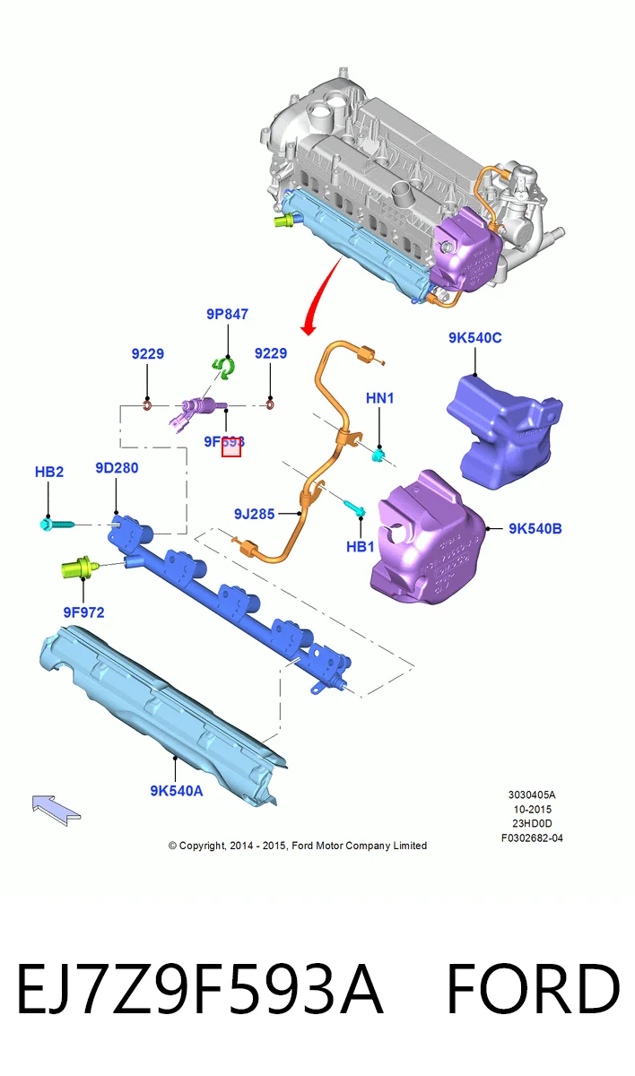 EJ7Z9F593A Ford Форсунка вприску палива