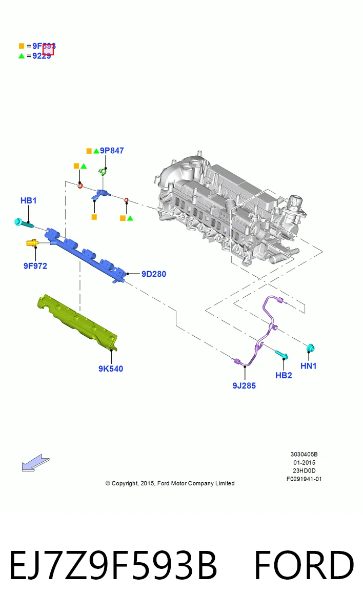 EJ7Z9F593B Ford Форсунка вприску палива