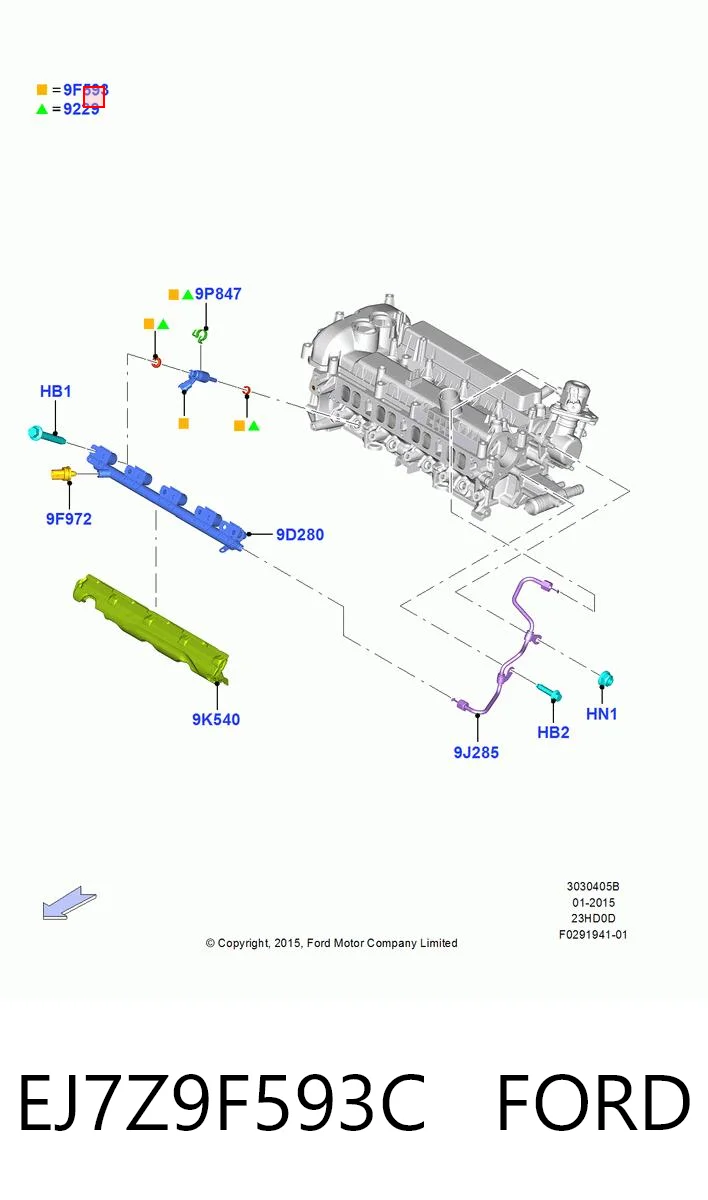 EJ7Z9F593C Ford Форсунка вприску палива