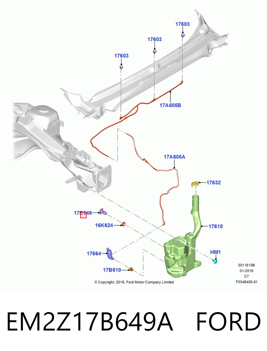 EM2Z17B649A Ford Датчик рівня бачка склоомивача