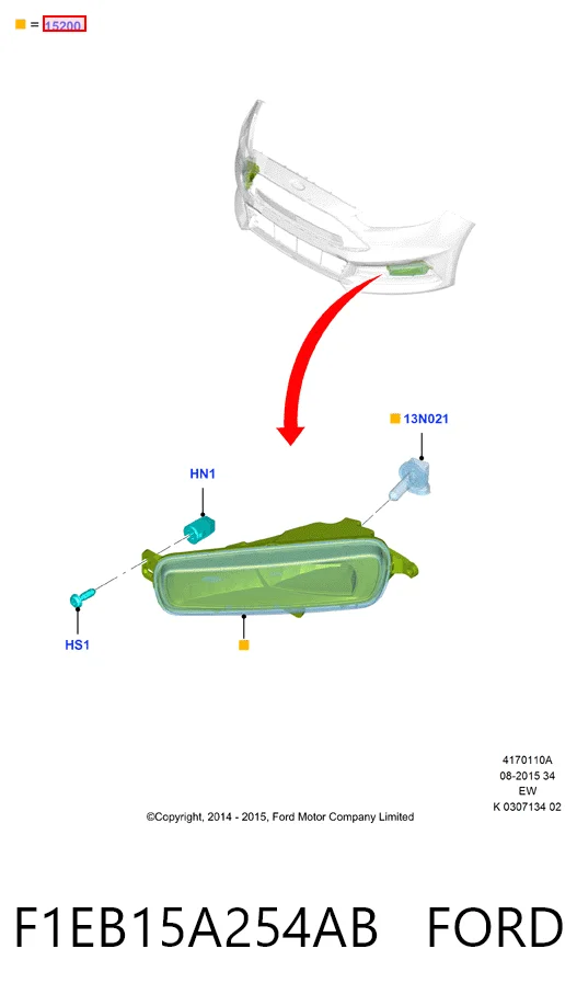 F1EB15A254AB Ford Протитуманка ліва