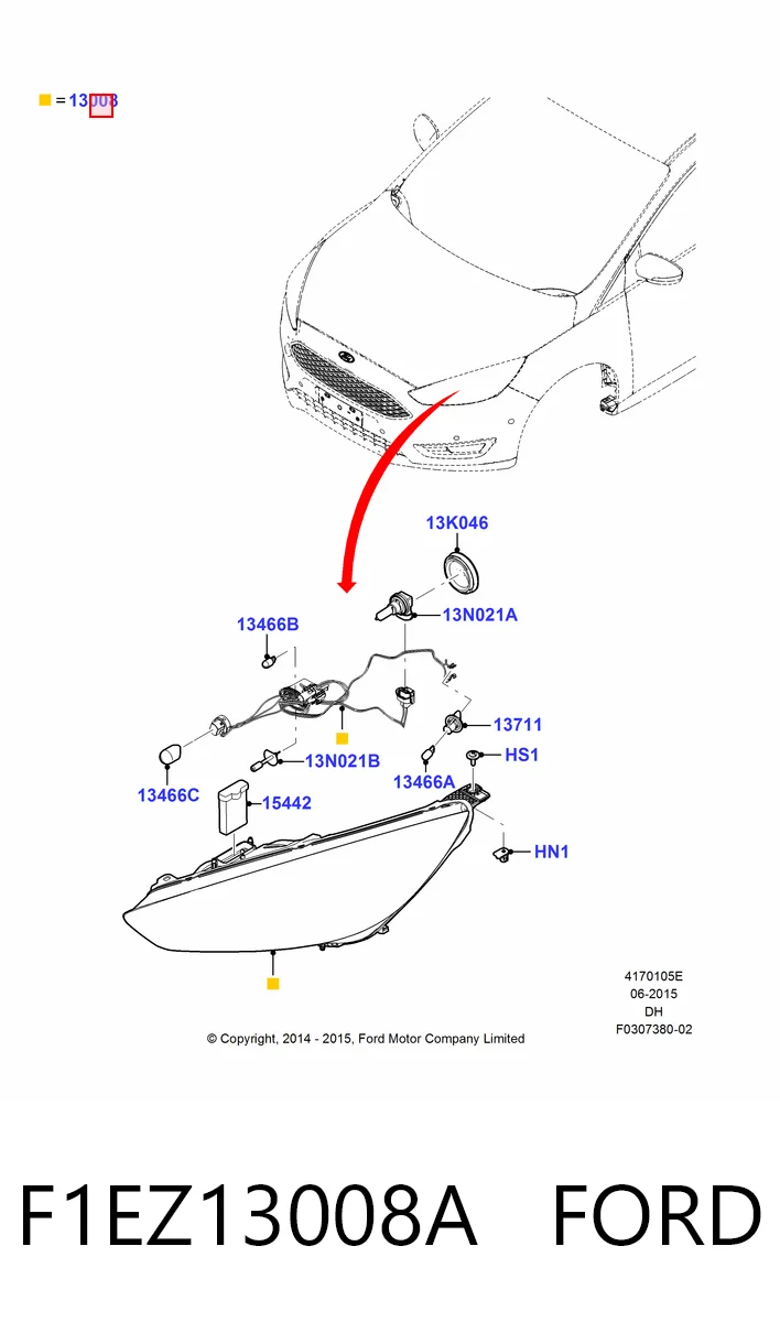 F1EZ13008A Ford Фара правая