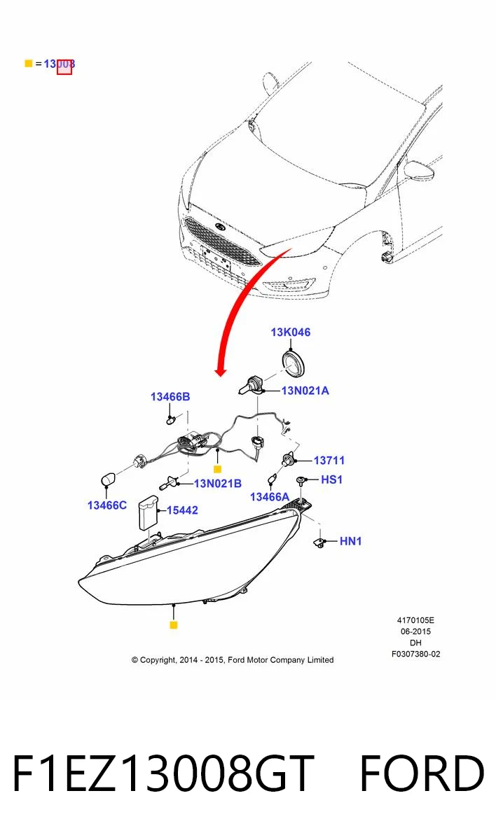 Купити FP2819R11T TYC Фара ліва передня
