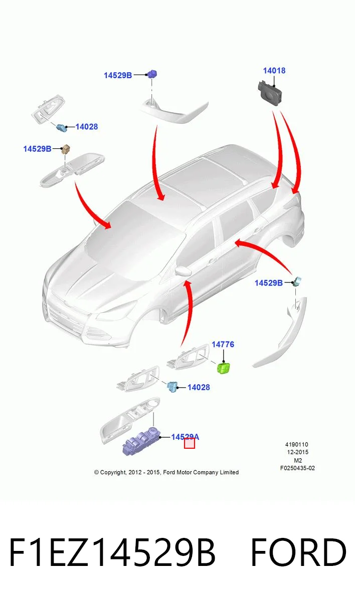 F1EZ14529B Ford Кнопки переднього лівого склопід'ємника
