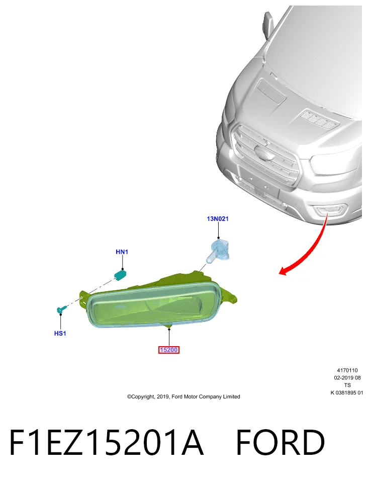 F1EZ15201A Ford Туманка ліва