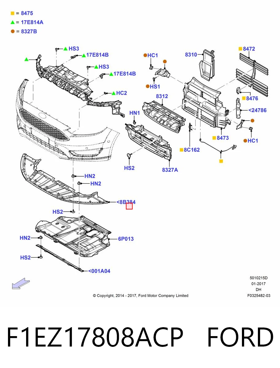 Захист бампера переднього HMPF1EB17B769AA Hmpx