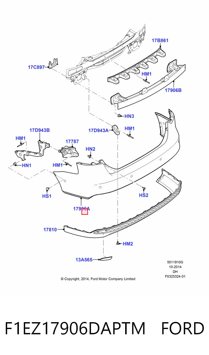 F1EZ17906DAPTM Ford Буфер (бампер) задній