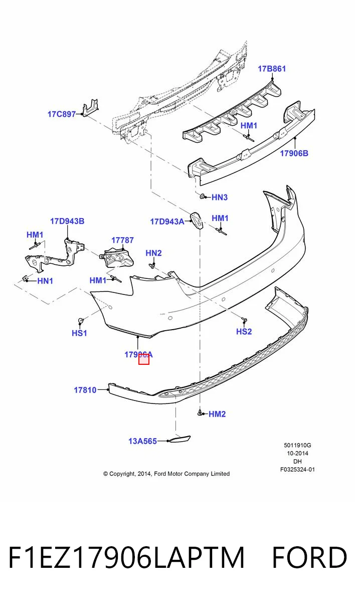 F1EZ17906LAPTM Ford Буфер (бампер) задній
