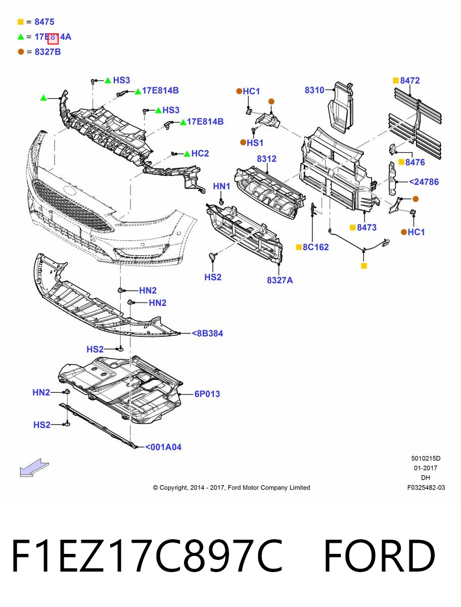 F1EZ17C897C Ford Кронштейн бампера переднього, центральний