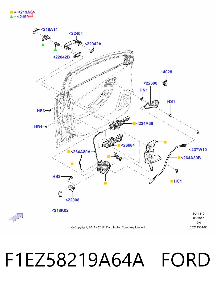 F1EZ58219A64A Ford Замок двері правої передньої
