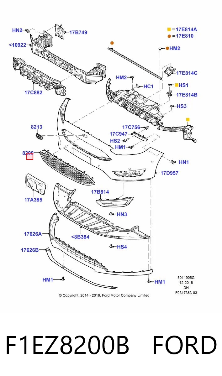 F1EZ8200B Ford Решітка радіатора