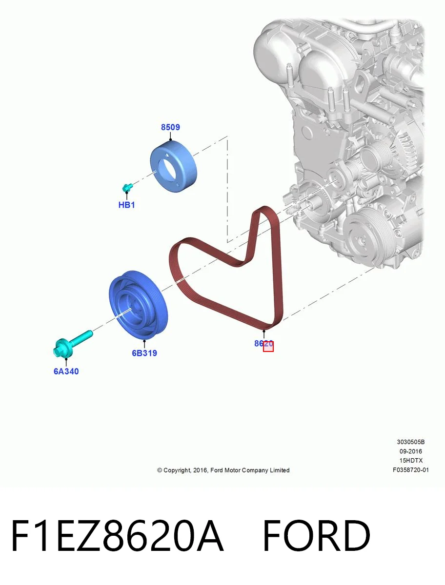 F1EZ8620A Ford Поліклиновий ремінь