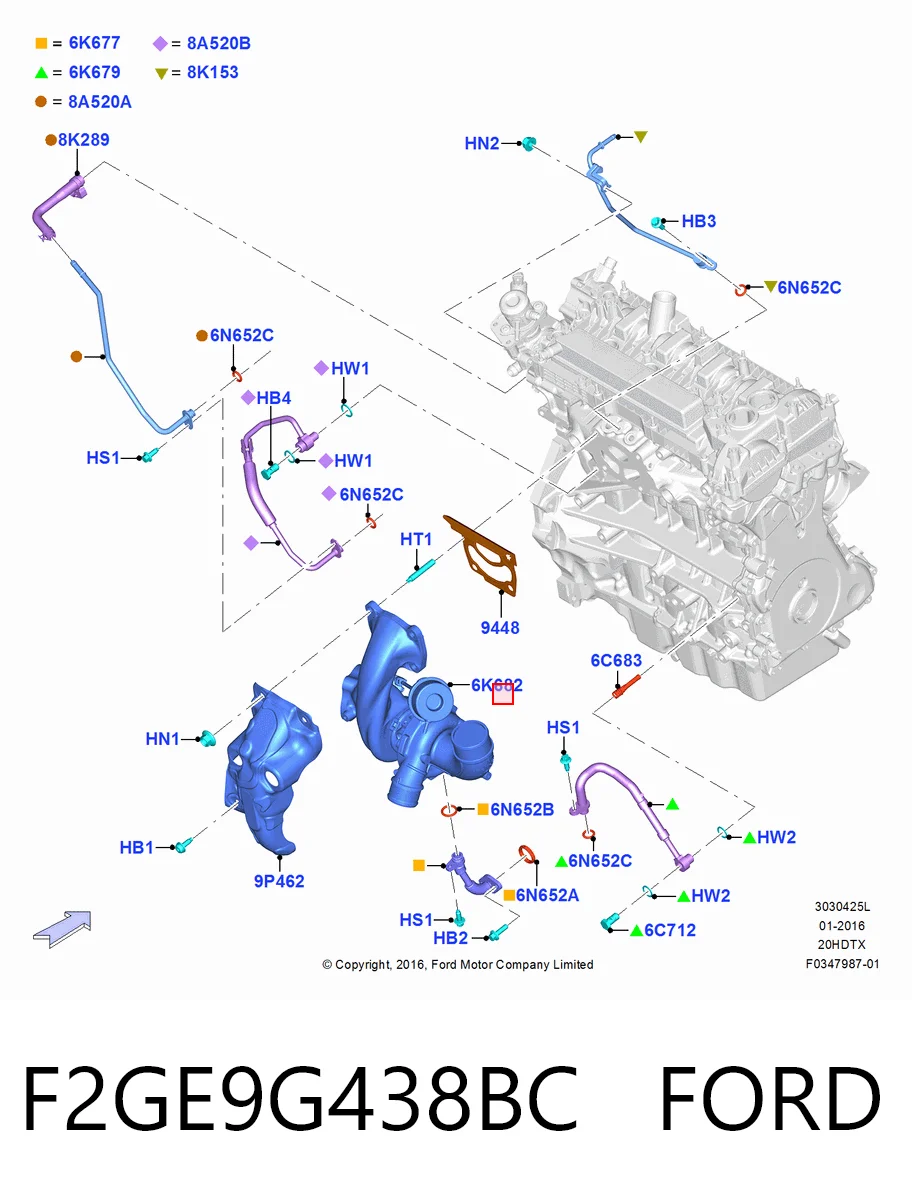 F2GE9G438BC Ford Турбонаддув