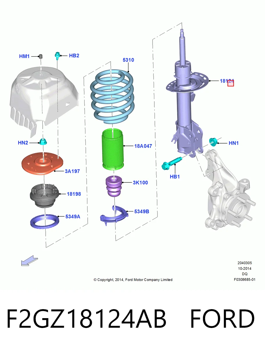F2GZ18124AB Ford Амортизатор передньої підвіски