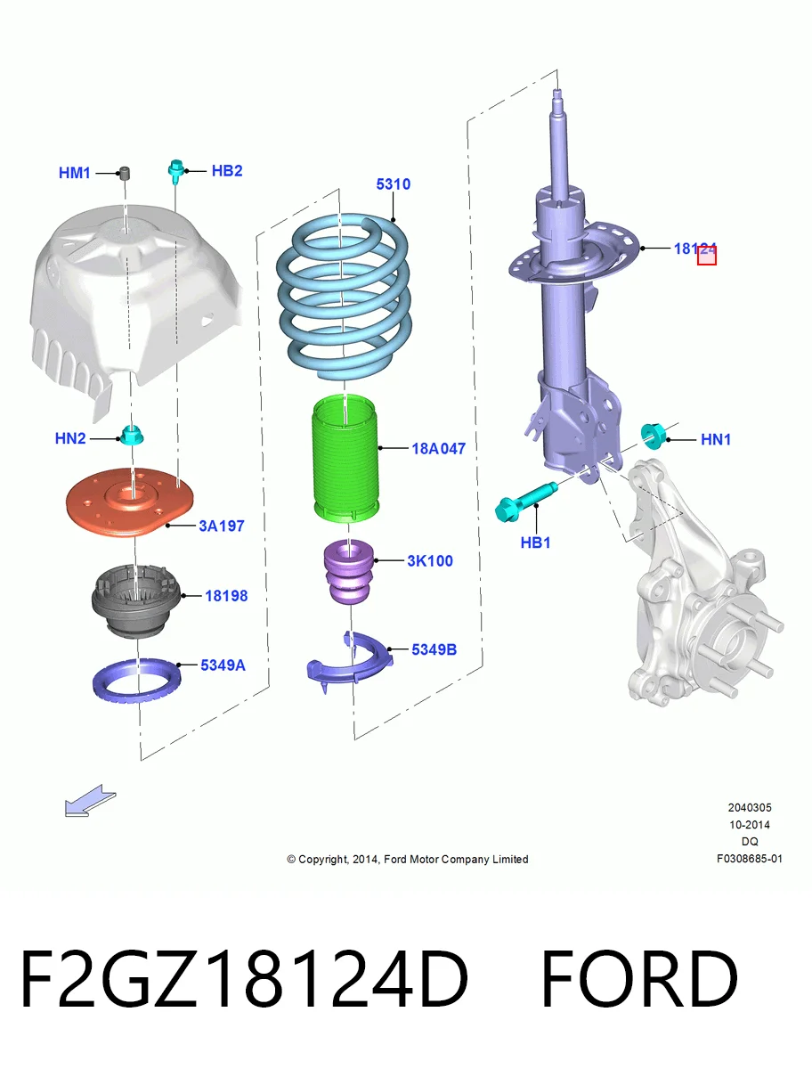 F2GZ18124D Ford Ліва передня стійка