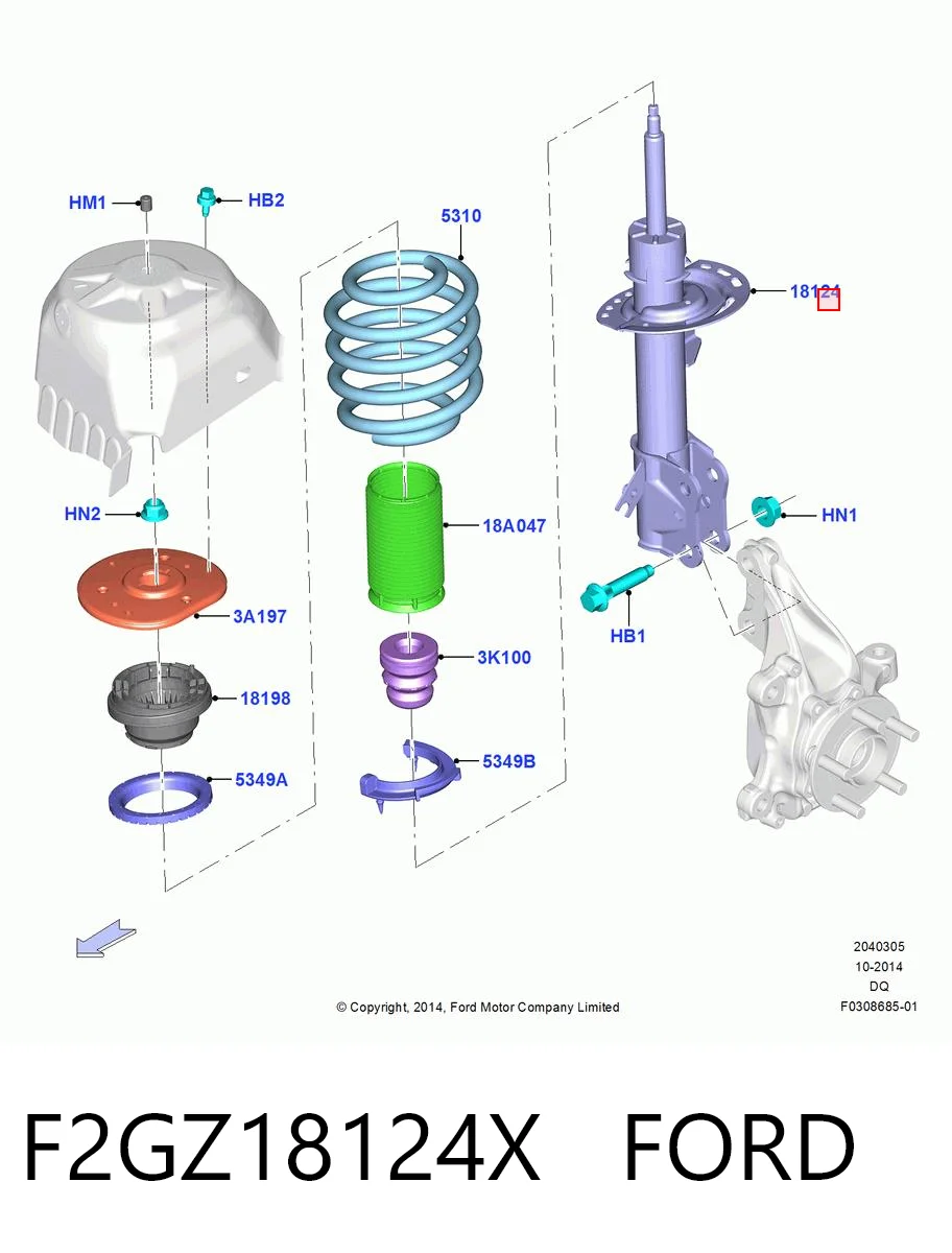 F2GZ18124X Ford Ліва передня стійка
