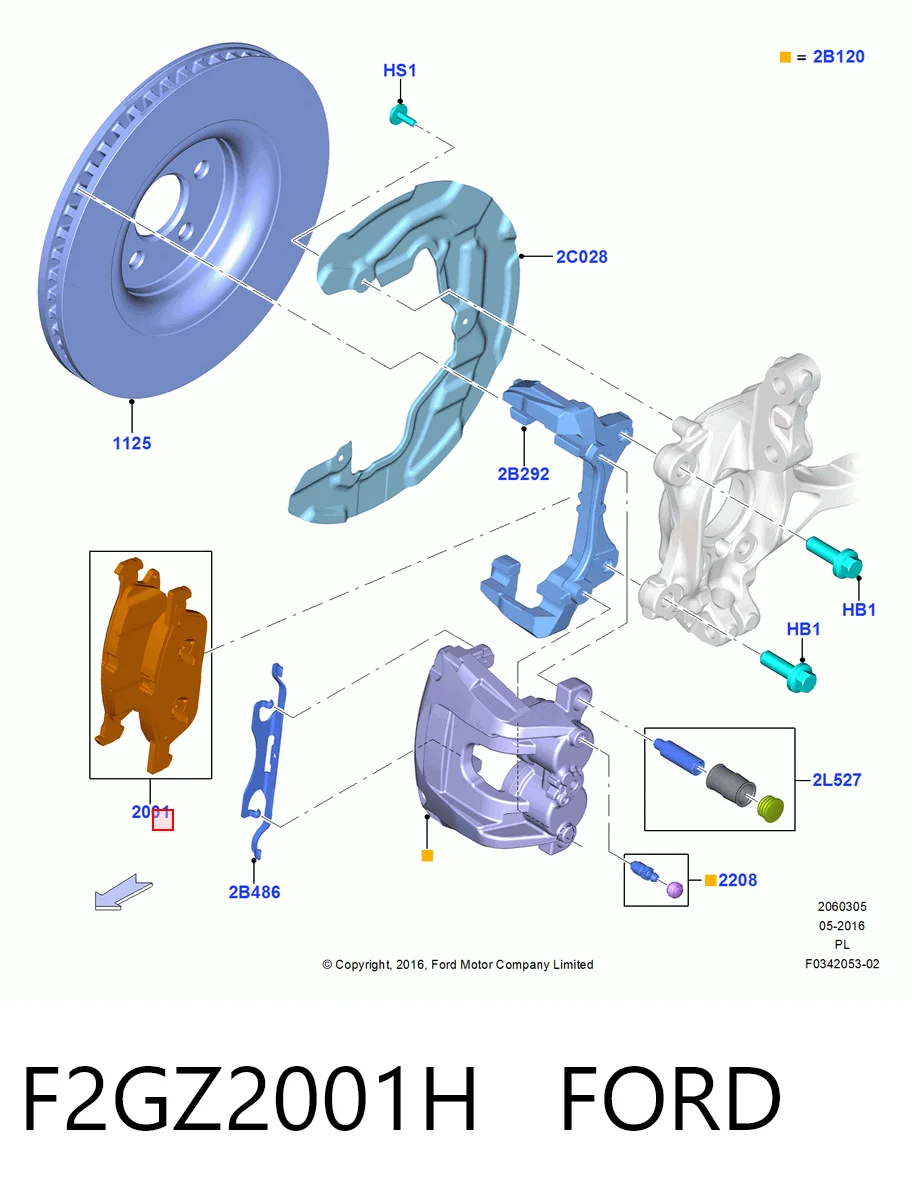 F2GZ2001H Ford Передні гальмівні колодки