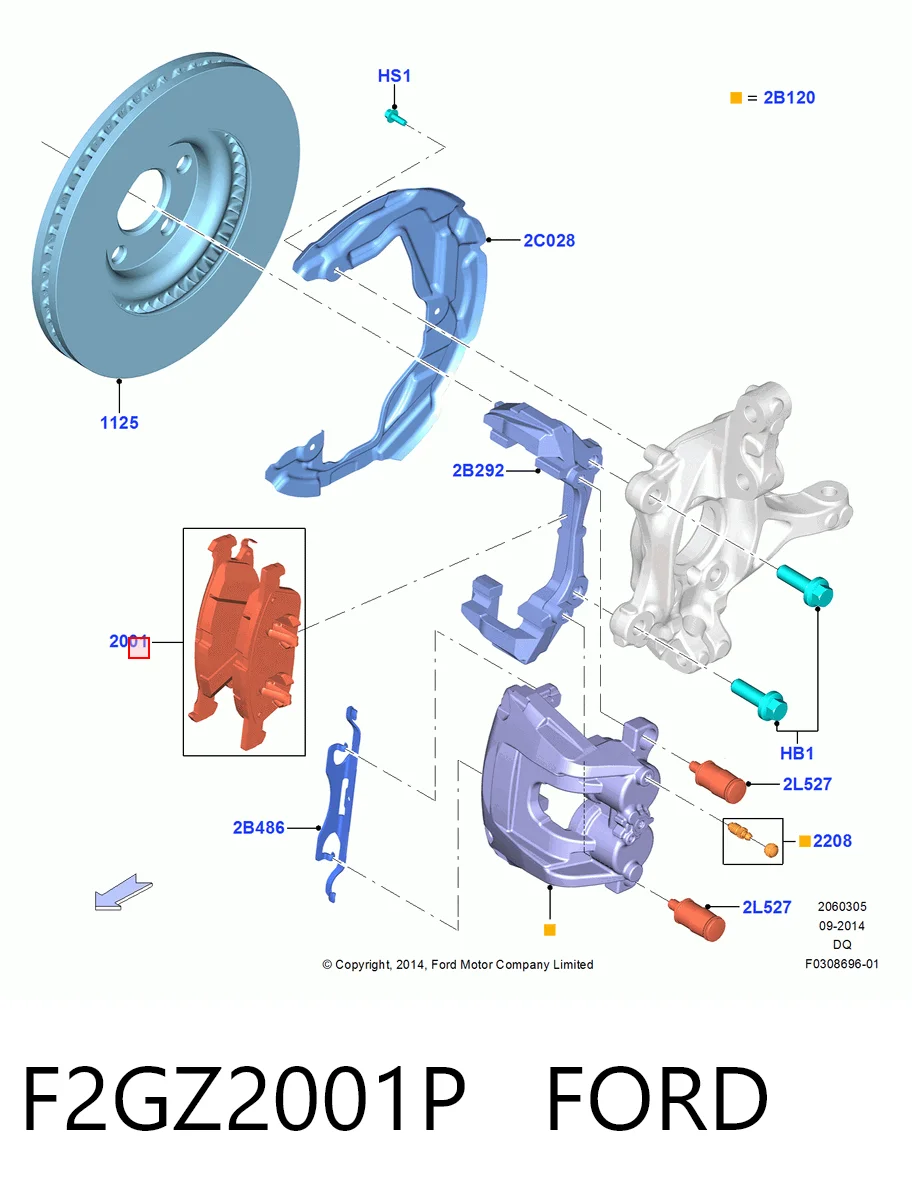 F2GZ2001P Ford Передні гальмівні колодки