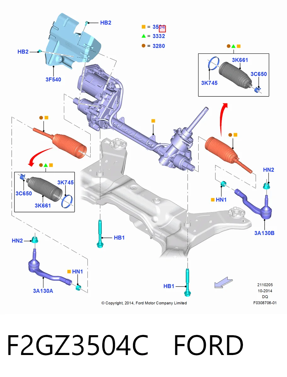 F2GZ3504C Ford Рейковий рульовий механізм