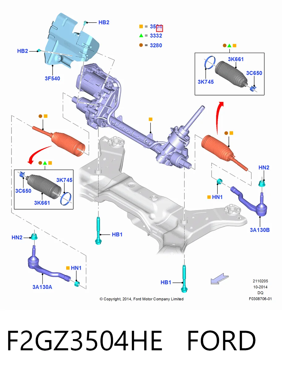 F2GZ3504HE Ford Рейковий рульовий механізм