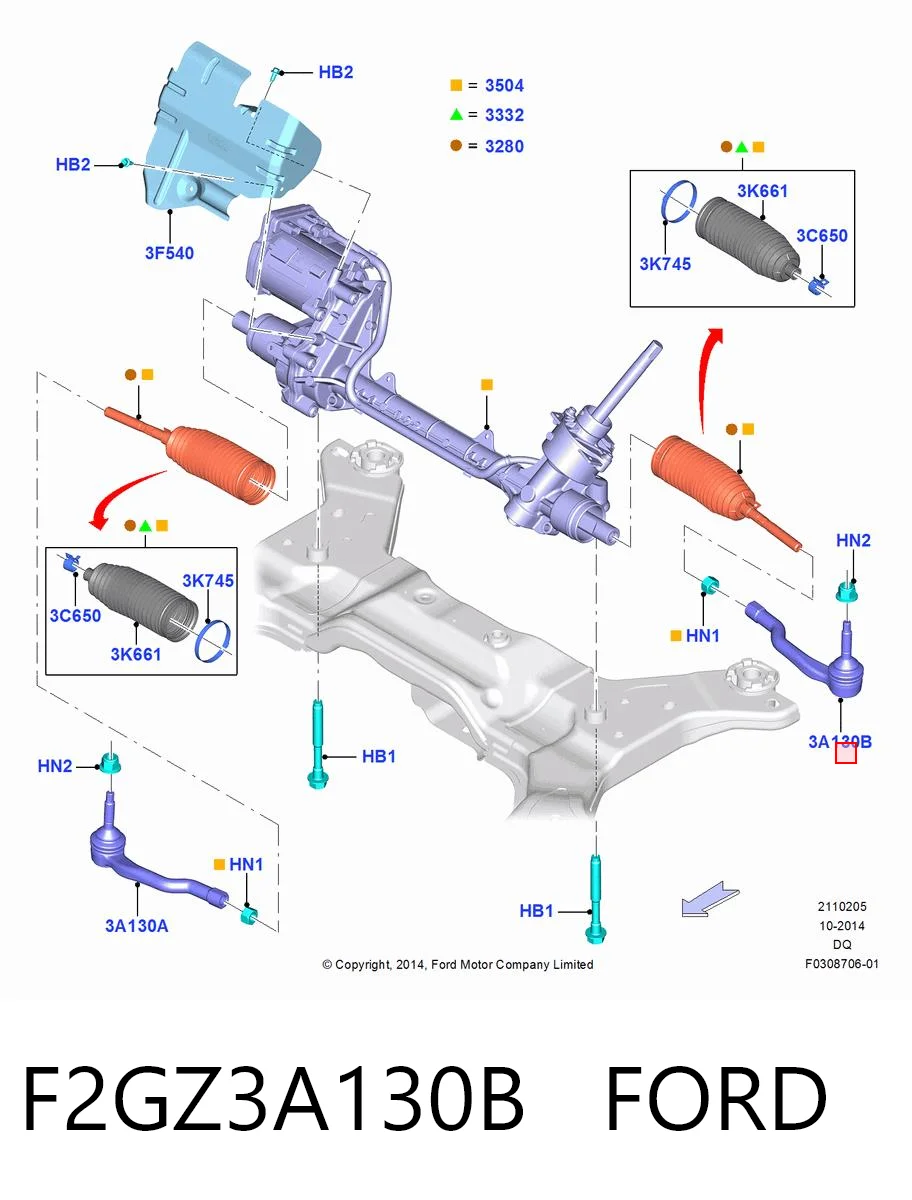F2GZ3A130B Ford Зовнішній наконечник рульової тяги