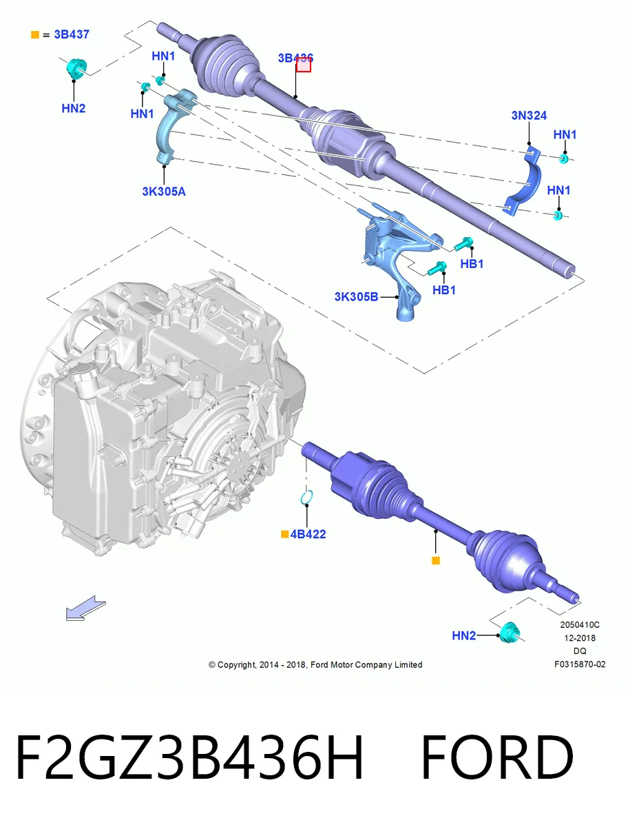 F2GZ3B436H Ford Привід передній правий