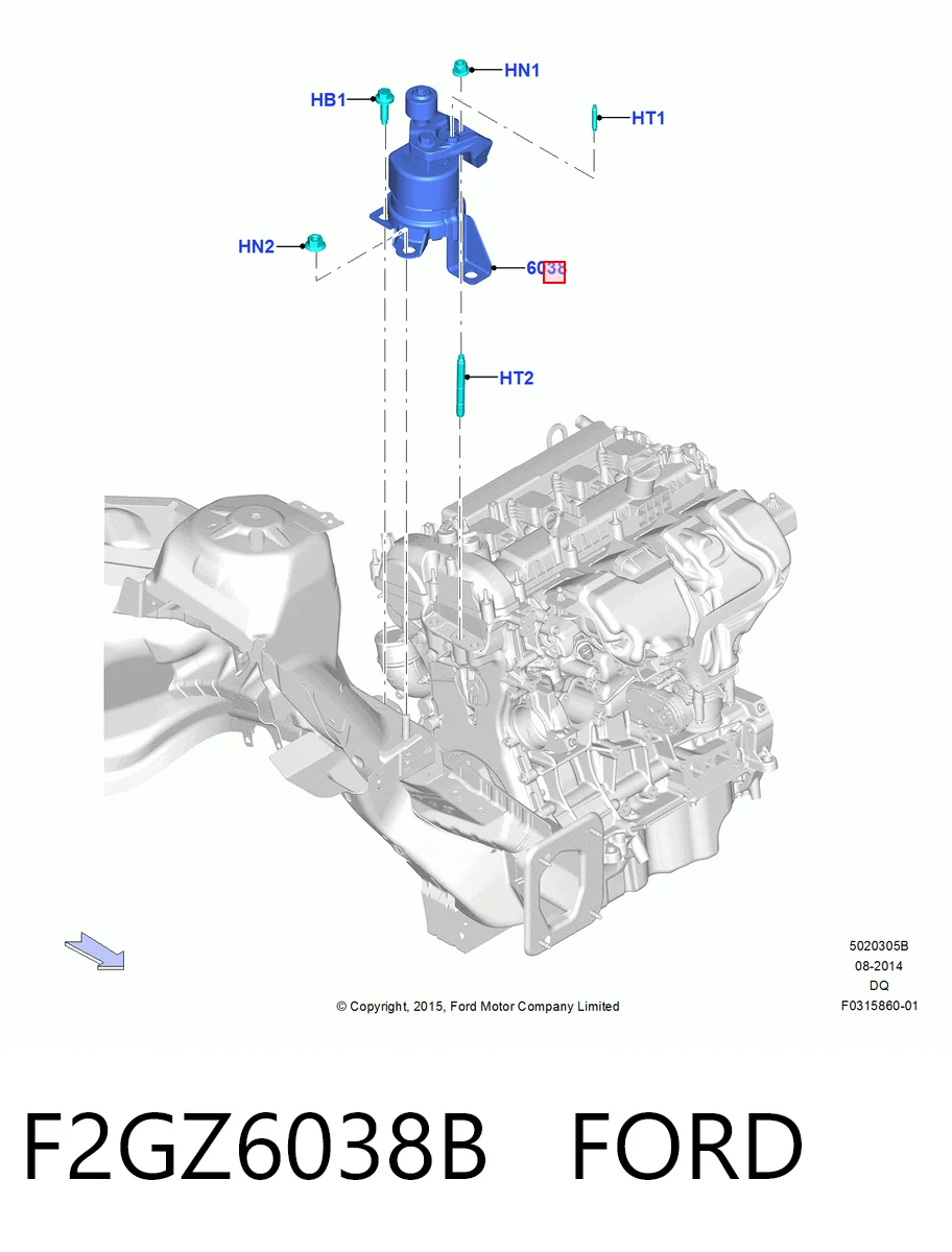 F2GZ6038B Ford Права подушка мотора