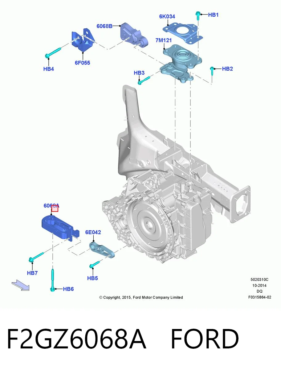 F2GZ6068A Ford Задня подушка двигуна