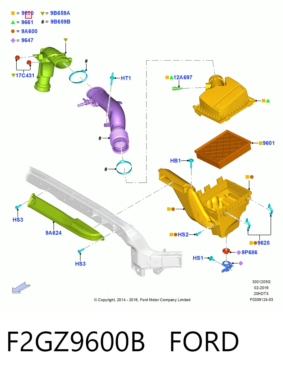Корпус повітряного фільтра Ford Edge II позашляховик (CD539) (2014 - 2024) ціна, від 38.01 USD