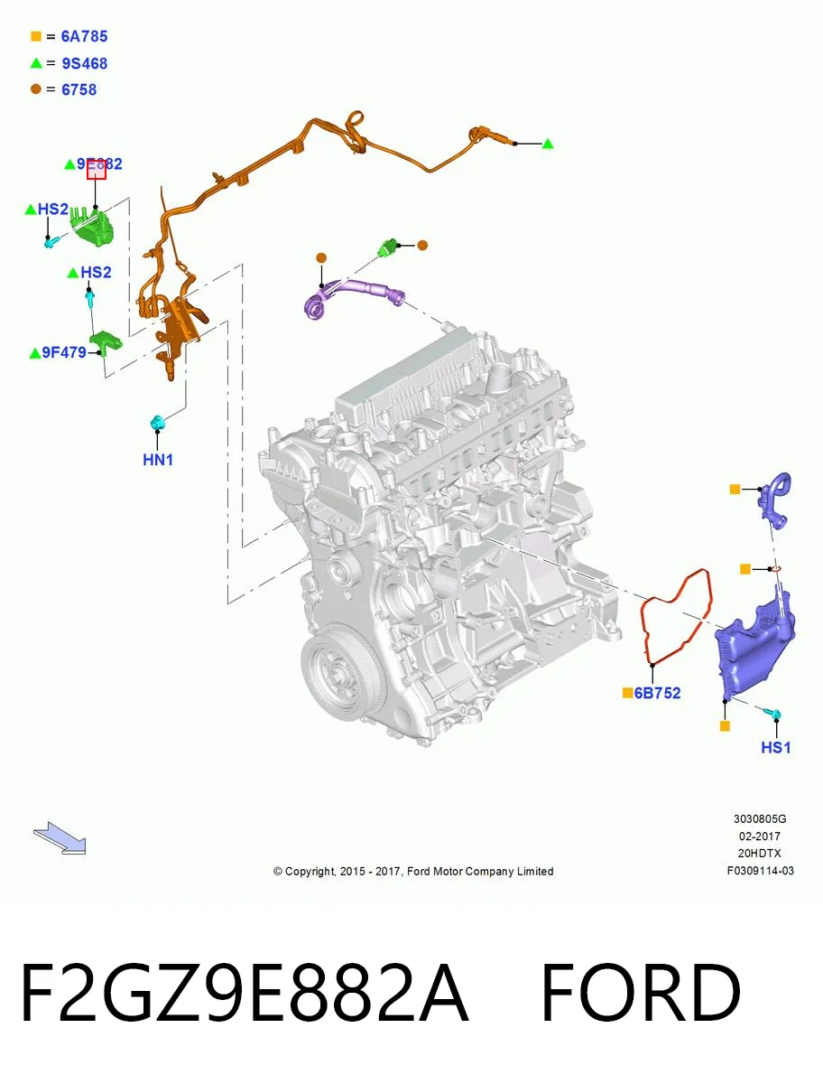 F2GZ9E882A Ford Клапан перетворювач тиску наддуву (соленоїд)