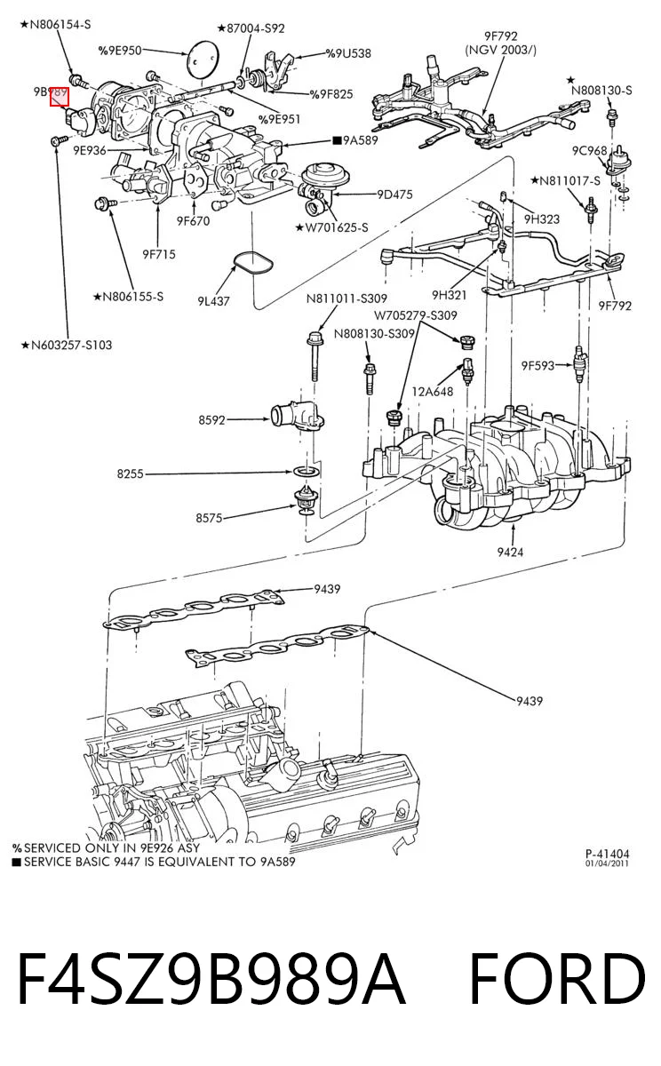F4SZ9B989A Ford Датчик положення дросельної заслінки (потенціометр)