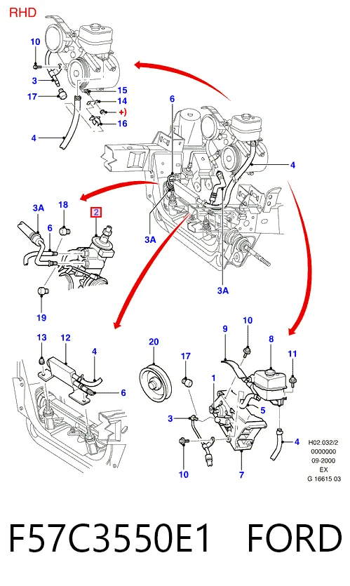 F57C3550E1 Ford Рейковий рульовий механізм
