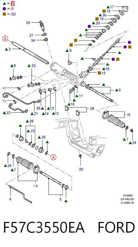 F57C3550EA Ford Рейковий рульовий механізм