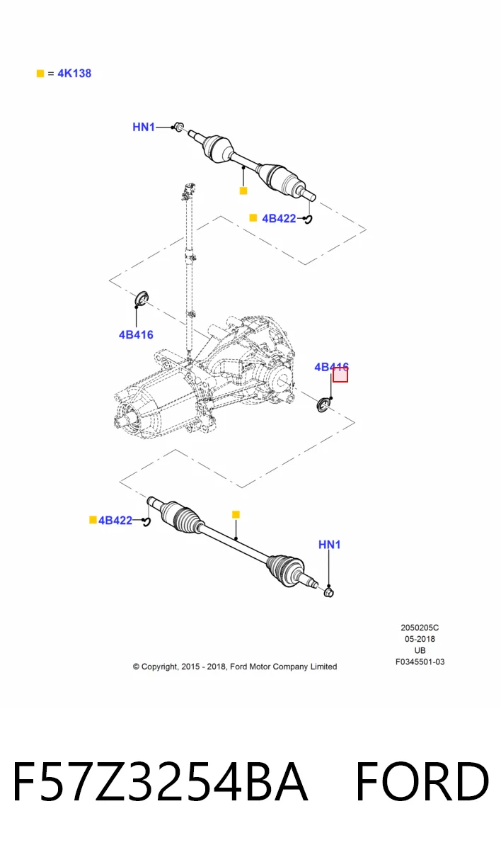 F57Z3254BA Ford Сальник півосі переднього моста, лівої
