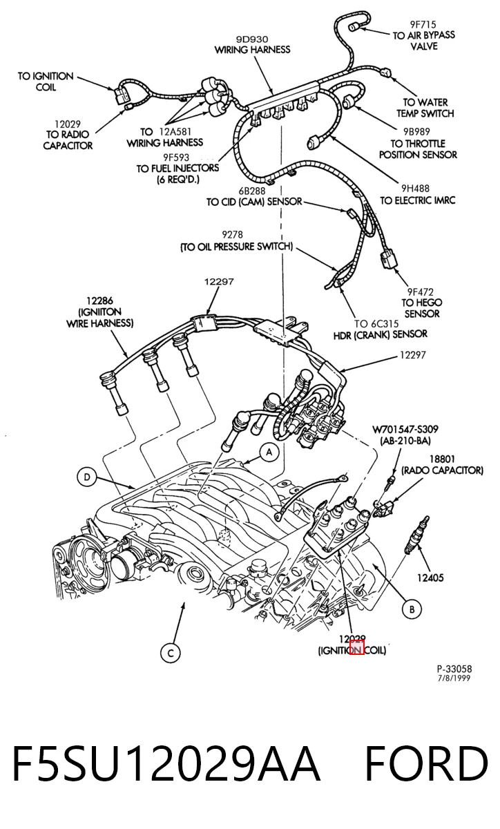 F5SU12029AA Ford Котушка запалювання