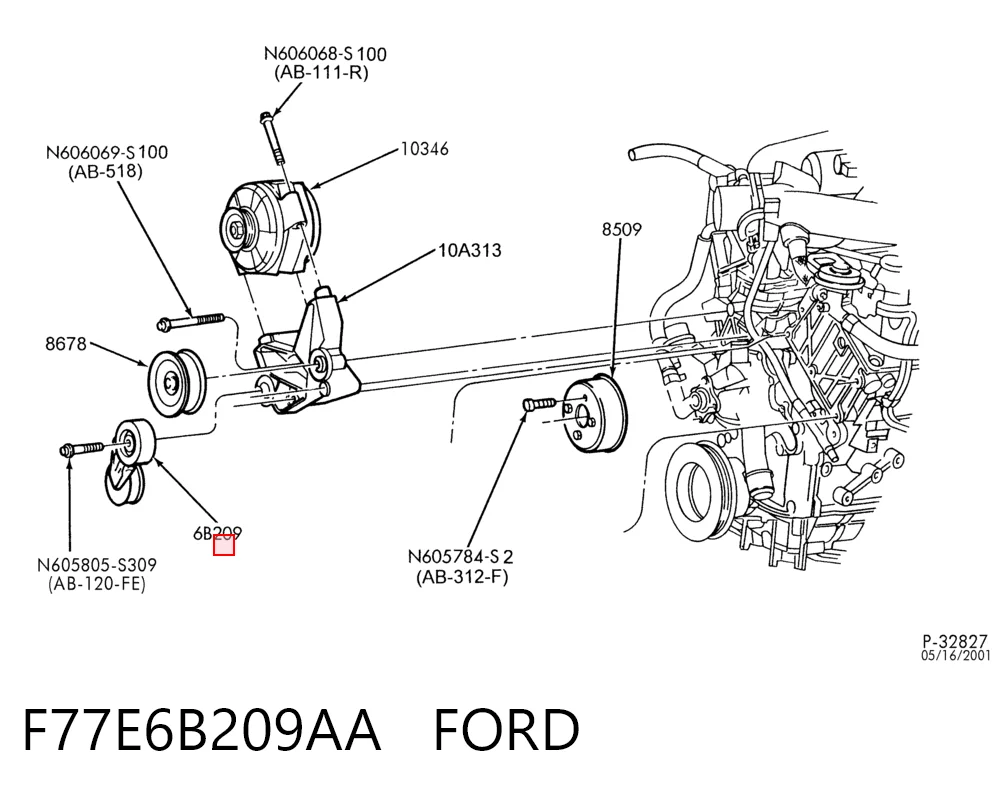 F77E6B209AA Ford Натяжна планка поліклинового ременя